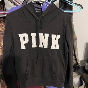 PINK Victoria's Secret Black Hoodie with White Lettering